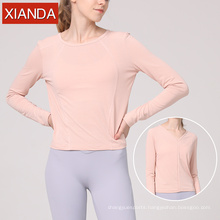Women's Running Yoga Sports Top Quick Dry Breathable Long sleeve Polyester T-shirt